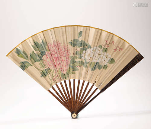 Ink Painting Floral Fan from LIaoJiaHui Qing清代水墨畫
作者；廖嘉慧
花卉扇子