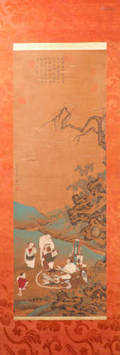 Ink Painting Huamn Story Album from liGongLin Qing, Vertical Scroll清代水墨人物故事畫
作者；李公麟
絹本立軸