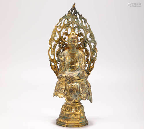 Silveing and Gold Buddha Statue from Tang唐代銅鎏金觀音佛祖造像