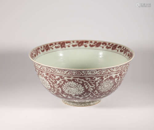 Red Branches Glazed Bowl from Ming明代釉裏紅纏枝紋碗