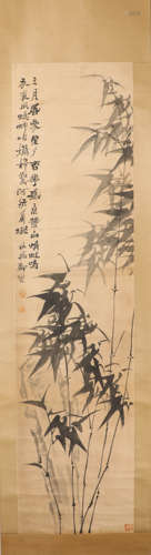 Ink Painting from ZhengBanQiao Qing, Vertical Silk Scroll清代水墨畫
作者；鄭板橋
紙本立軸