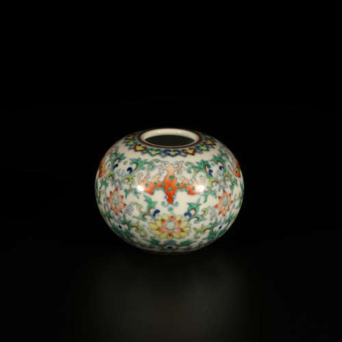 A Chinese Doucai Floral Porcelain Water Pot