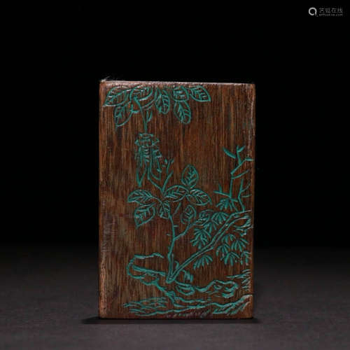 A Chinese Floral Eaglewood Square Seal