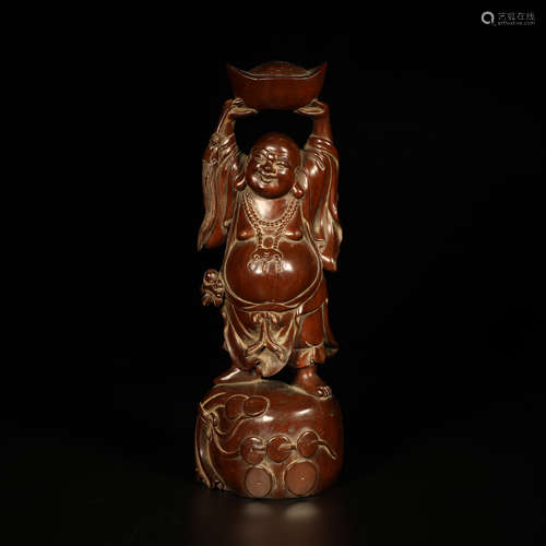 A Chinese Boxwood Carved Arhat