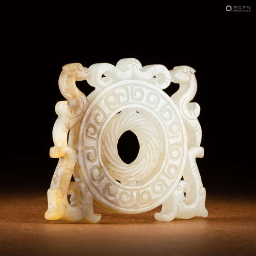 A Chinese Dragon&phoenix Pattern Jade Pendant