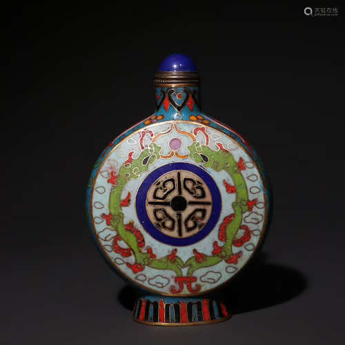 A Chinese Copper Cloisonne Dragon Pattern Snuff Bottle