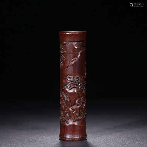 A Chinese Figure Patter Bamboo Carved Letter Tube