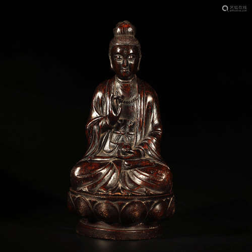 A Chinese Bamboo Carved Guanyin Statue