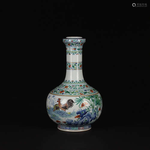 A Chinese Doucai Porcelain Flask