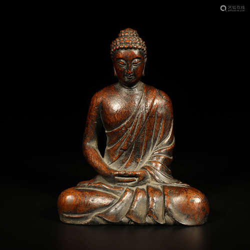 A Chinese Bamboo Carved Statue of Sakyamuni