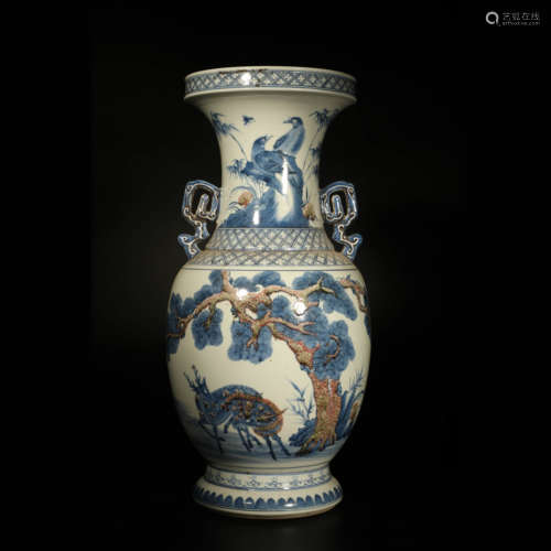 A Chinese Blue and White Underglazed Red Porcelain Vase