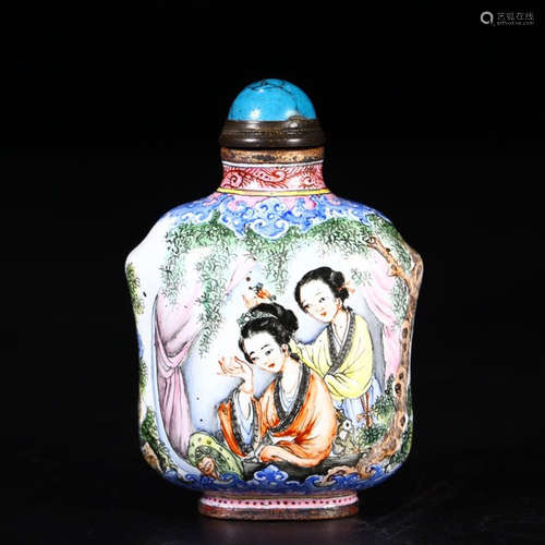 A Chinese Copper Enamel Figure Pattern Snuff Bottle