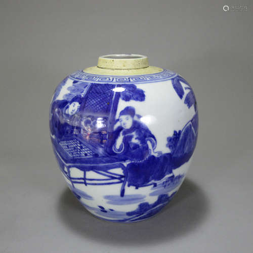 A Chinese Blue and White Painted Porcelain Jar