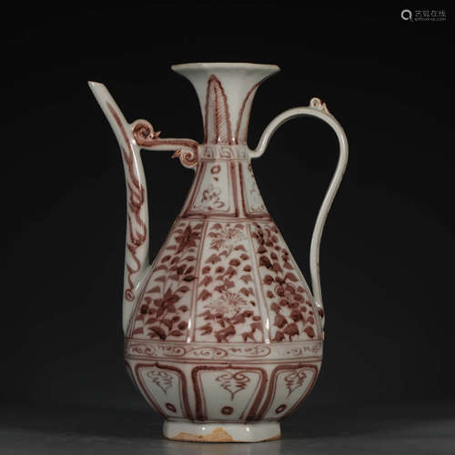 A Chinese Underglazed Red Floral Porcelain Pot