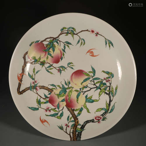 A Chinese Famille Rose Peach Painted Porcelain Plate