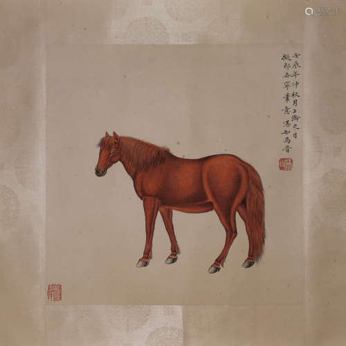 A Chinese Red Horse Painting