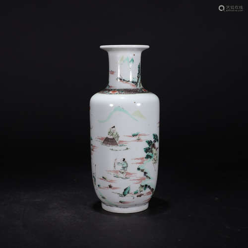 A Chinese Famille Verte Figure Painted Porcelain Vase