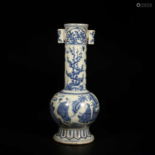 A Chinese Blue and White Figure Painted Porcelain Vase