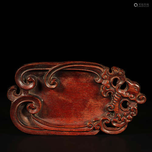 A Chinese phoenix Patter Rosewood Carved Brush Tian