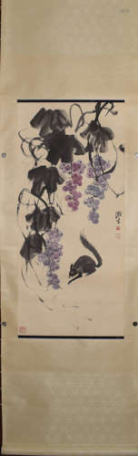 A Chinese Grape and Mouse Painting