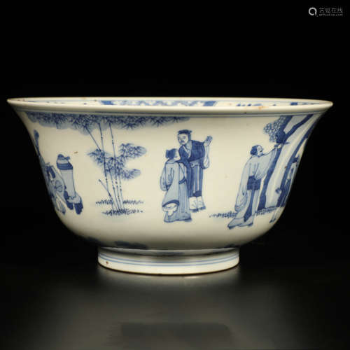 A Chinese Blue and White Figure Painted Porcelain Bowls