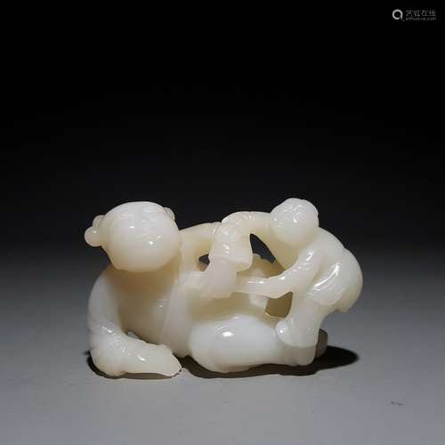 A Chinese Hetian Jade Carved Boy Ornament