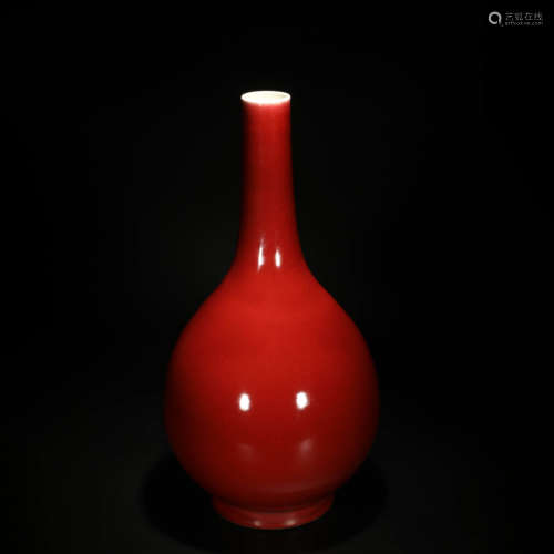 A Chinese Altar Red Glazed Porcelain Vase