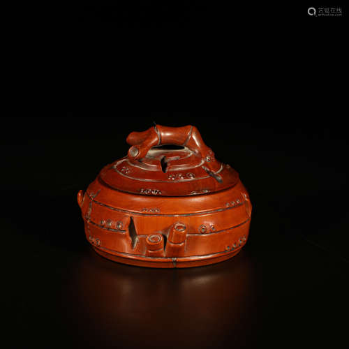 A Chinese Bamboo Joint Pattern Boxwood Carved Aromatherapy Censer