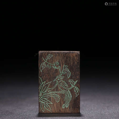 A Chinese Flower&Bird Pattern Carved Eaglewood Pendant