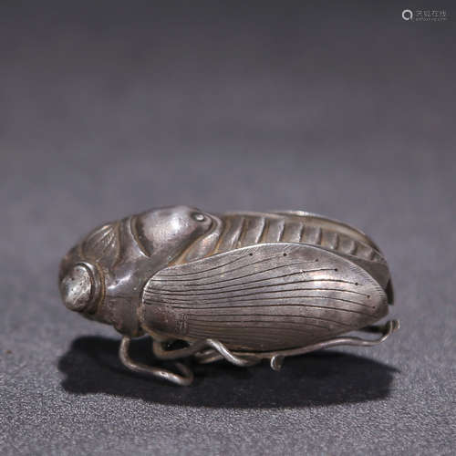 A Chinese Silver Cicada Ornament