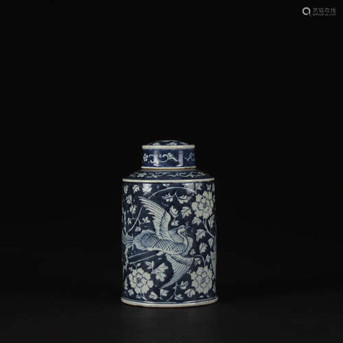 A Chinese Blue and White phoenix Pattern Porcelain Caddy