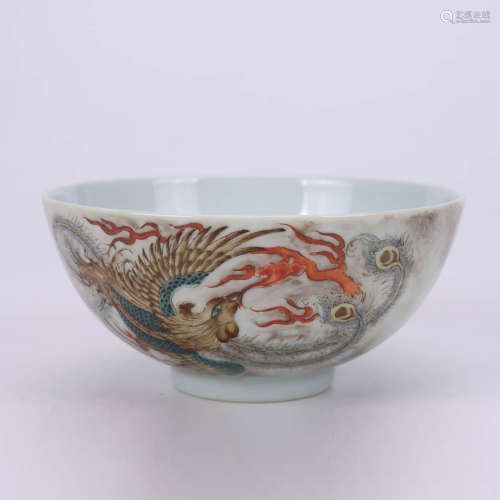 A Chinese Dragon&phoenix Pattern Porcelain Bowl