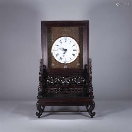 A Chinese Rosewood Mechanical clock