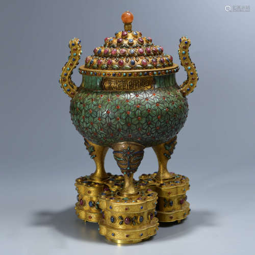 A Chinese Gold Incense Burner