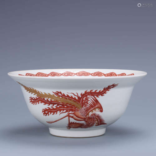 A Chinese Iron Red Gild Beast Painted Porcelain Bowl