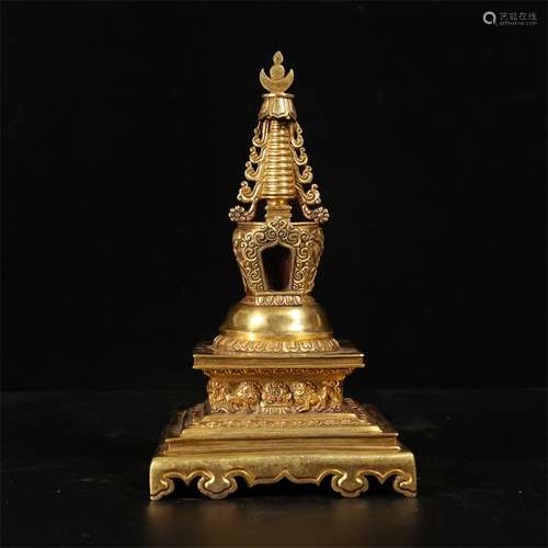 A Chinese Gild bronze pagoda