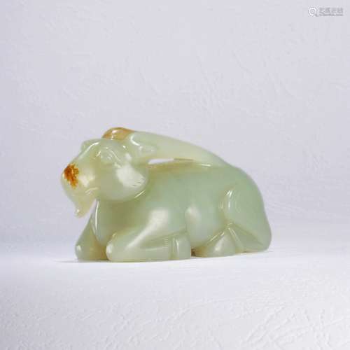 A Chinese Jade Carved Sheep Ornament