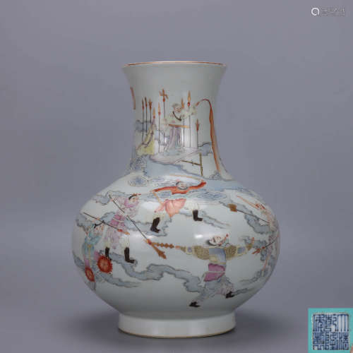 A Chinese Famille Rose Figure Painted Porcelain Flower Vase