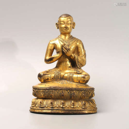 A Chinese Gild bronze Statue of Guru Buddha