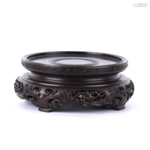 A Chinese Red Sandalwood Carved pedestal