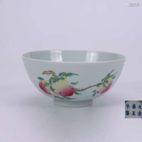 A Chinese Famille Rose Peach Painted Porcelain Bowl