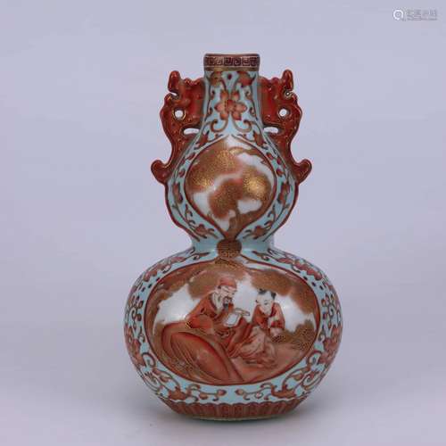 A Chinese Famille Rose Figure Painted Porcelain Hanging Vase