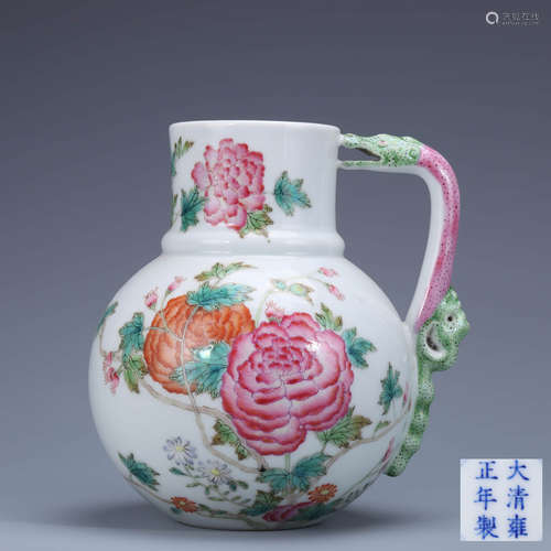 A Chinese Famille Rose Floral Porcelain Pot