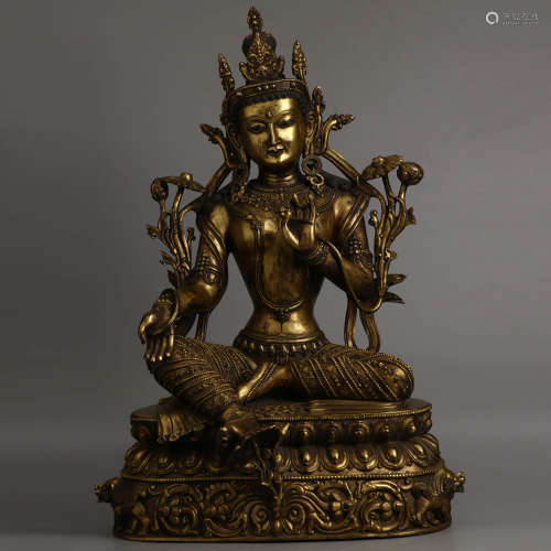 A Chinese Gild bronze Tara Seated Statue
