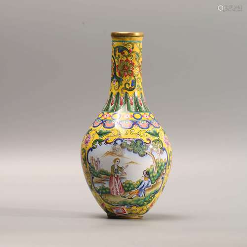 A Chinese Gild bronze Enamel Western Figure Painted Vase