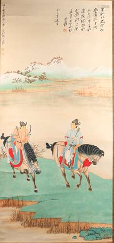 A Chinese Hunting Painting, Zhang Daqian Mark