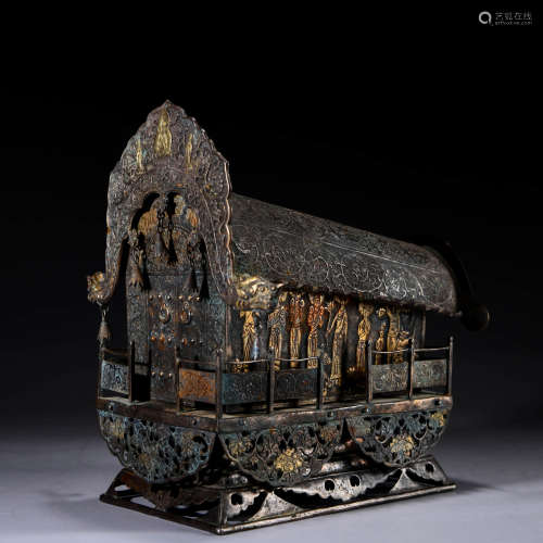 A Chinese Silver Buddhist relics coffin