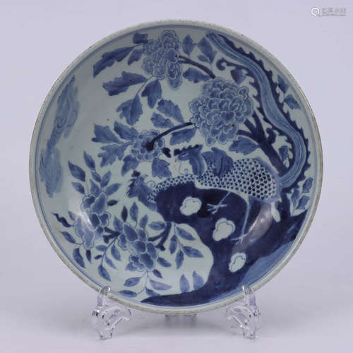 A Chinese Blue and White Flower&Bird Pattern Porcelain Plate