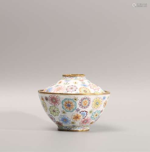 A Chinese Gild bronze Enamel Floral Tea Cup