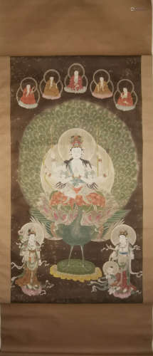 A Chinese Peacock Buddha Painting